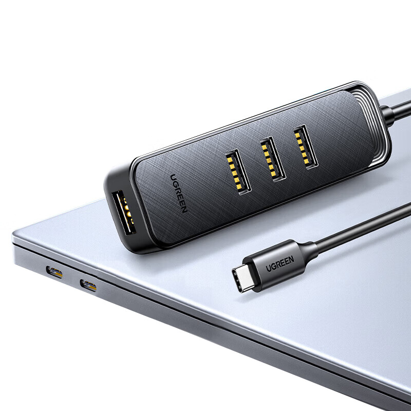 绿联(UGREEN)Type-C分线器 高速拓展4口HUB集线器 USB3.0笔记本电脑一拖四多接口转换器扩展坞 【Type-C款】 线长0.2米 C口供电90890