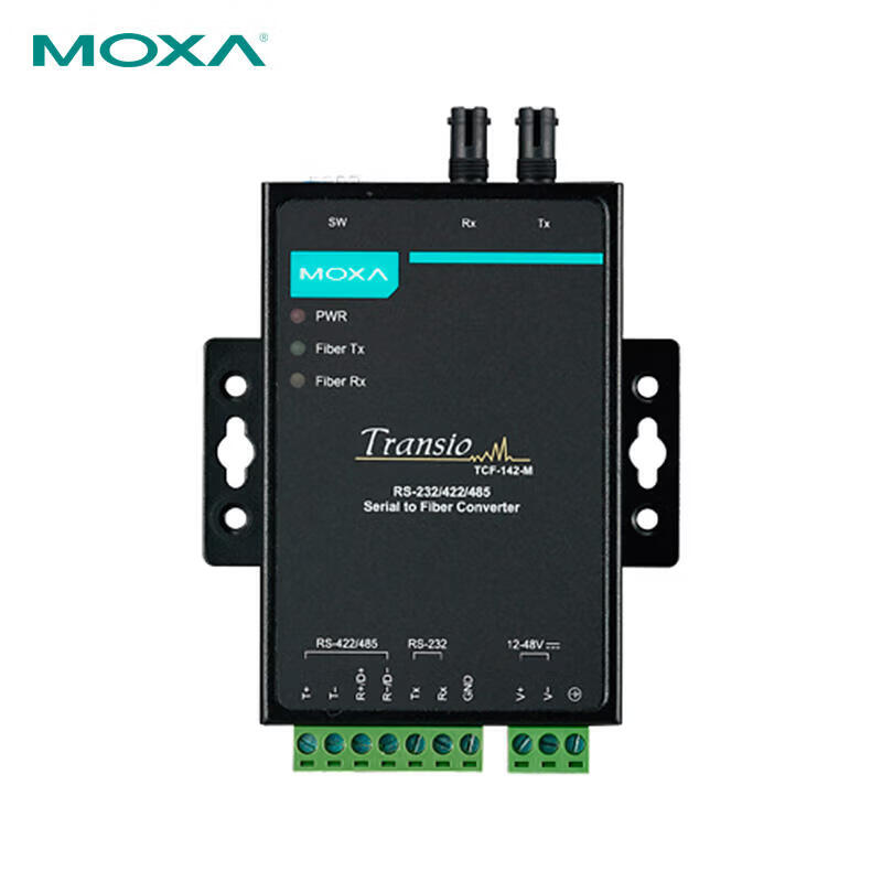 TCF-142-M-ST 摩莎（MOXA） RS-232/422/485转多模光纤转换器，支持光纤环模式和ST连接头
