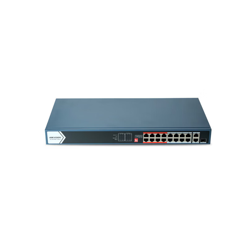 DS-3E0318SP-130W-E 海康威视（HIKVISION） 18口百兆POE交换机 16口百兆2口千兆 金属外壳风扇散热非网管型监控分线器