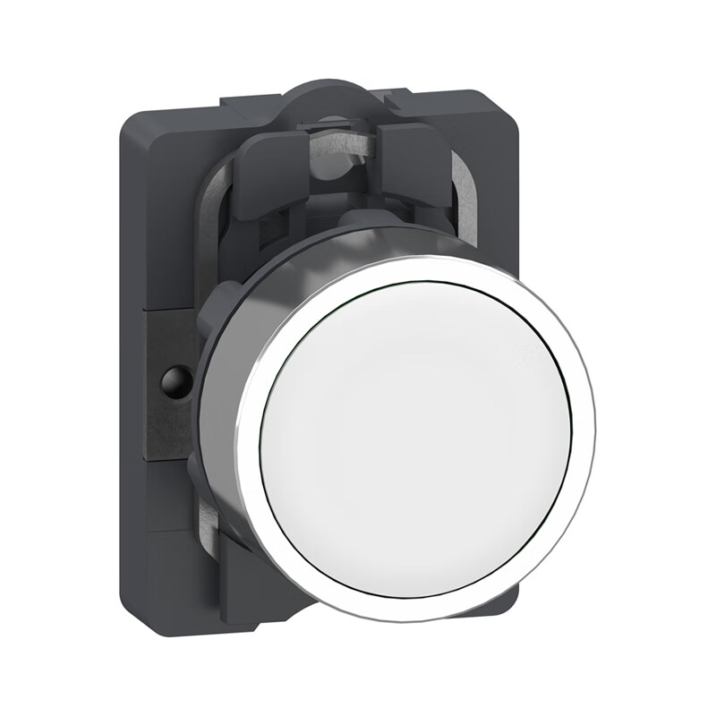 施耐德电气 平头复位按钮，白，1常开