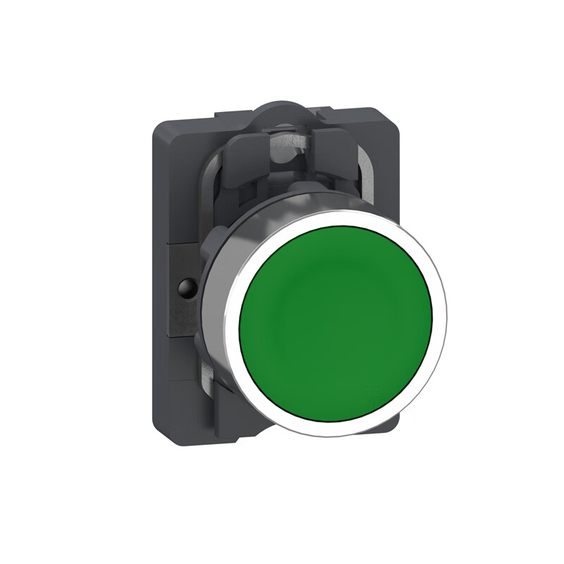 施耐德电气 平头自锁按钮，绿色，1常开