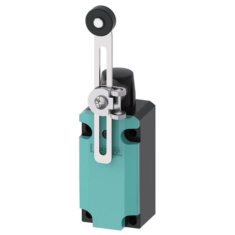 3SE51120CH50 西门子 位置开关金属外壳40mm设备接口1x(M20x1.5)1NO/1NC速动触点回转驱动装置右/左可调节的带纵向可调节的金属杆100mm长及19mm塑料辊