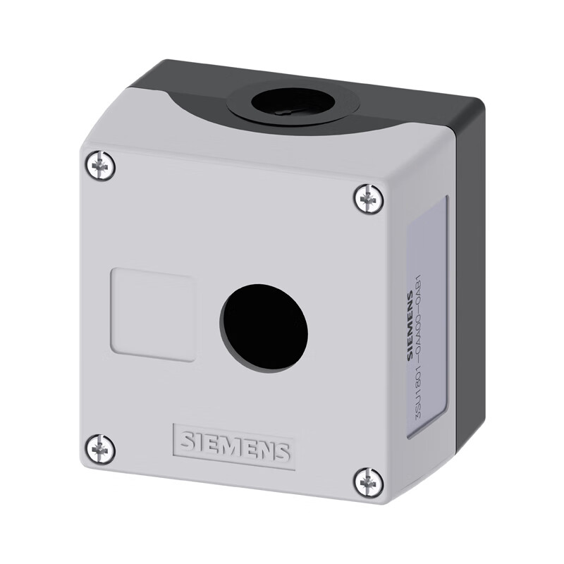 3SU18010AA000AB1 西门子 外壳用于指令装置,22mm,圆形,外壳材料塑料,外壳顶端部分灰色,1指令点塑料,用于安装标牌的凹陷处,无装备