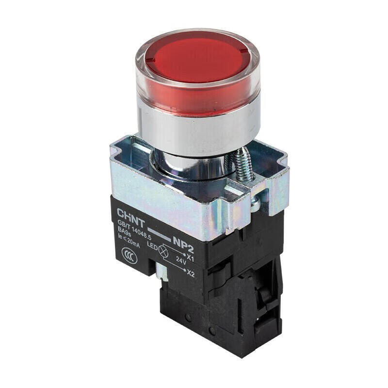 NP2-BW3461 24V LED 正泰 带灯平钮,红色 金属头