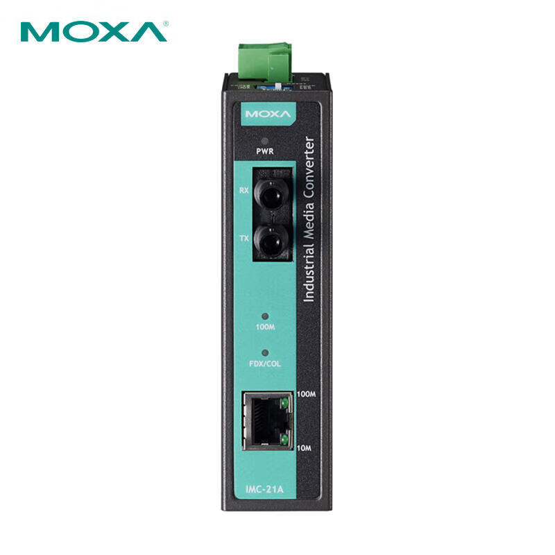 IMC-21A-M-ST 摩莎（MOXA） 工业级10/100BaseT(X) 转 100BaseFX 光电转换器,多模, ST 接口, 金属外壳