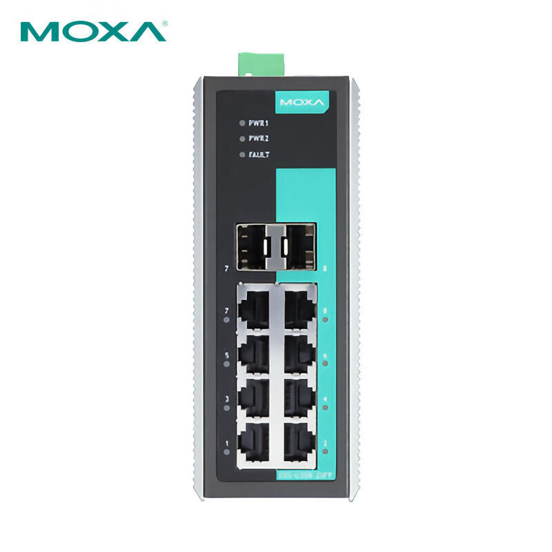 EDS-G308-2SFP 摩莎（MOXA） 8口全千兆非网管型工业以太网交换机包含两个combo端口