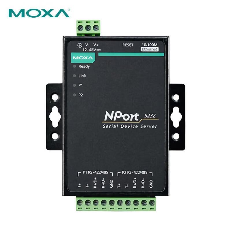 NPort 5232 摩莎（MOXA） 2口RS-422/485串口设备联网服务器，0 ~ 55 °C工作温度