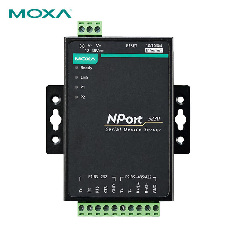 NPort 5230 摩莎（MOXA） 2口串口设备联网服务器，1个RS-232口，1个RS-422/485口，0 ~ 55 °C工作温度
