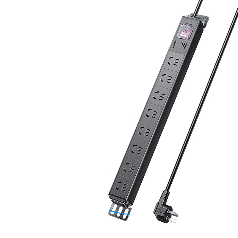 绿联 双断PDU机柜插座 机房电源插排 防雷PDU机柜插座 桌面电竞插排长插座/排插/插线板/接线板/拖线板 8位A10【双断开关 防雷款】80936